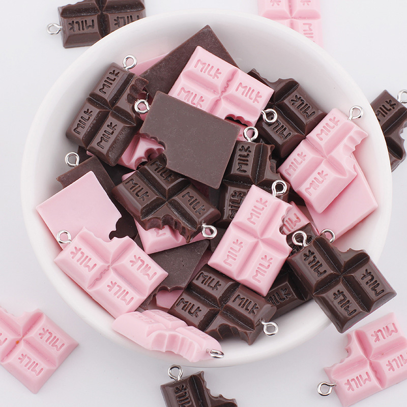 Resin Bangle Bracelet - 10pcs/lot 18*28mm Chocolate Milk Resin Charms