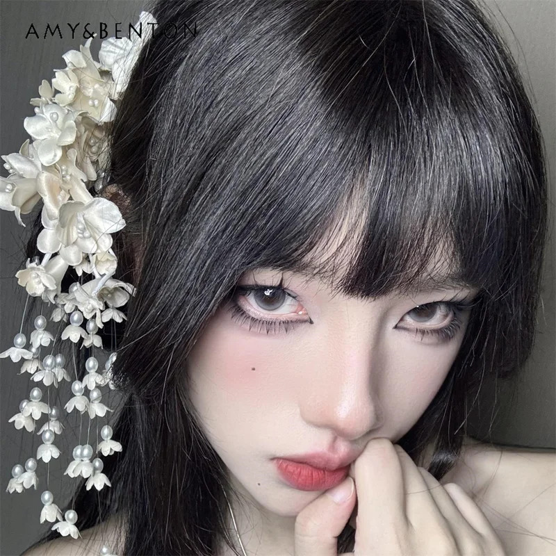 Pearl Hair Pin - 25COSElegant Temperament Flower Fringed Hairpin Mori