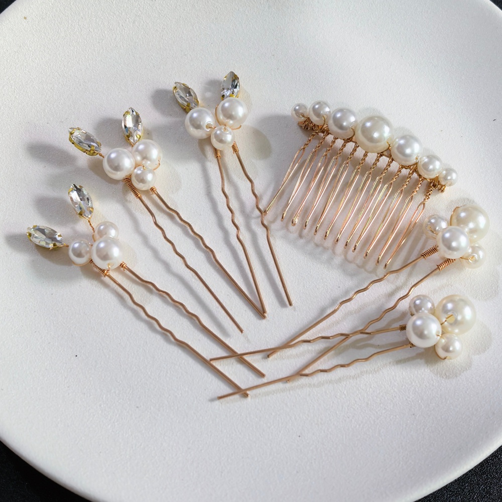 Pearl Hair Pin - Pearl Crystal Hair Pins Comb Set