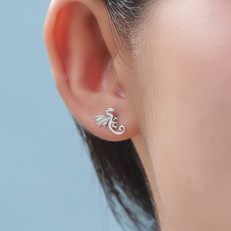 Women'S Accessories Gift Ideas - Niche Design Silver Lovely Mini Dragon