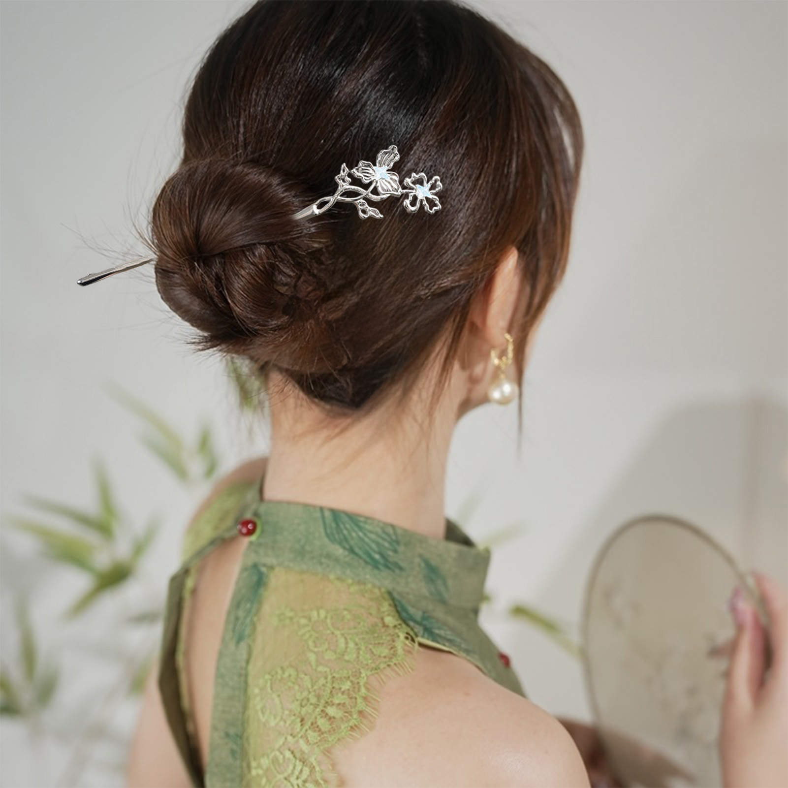 Silver Color Alloy Hair Sticks - Pearl Hair Pin ulasan dan harga