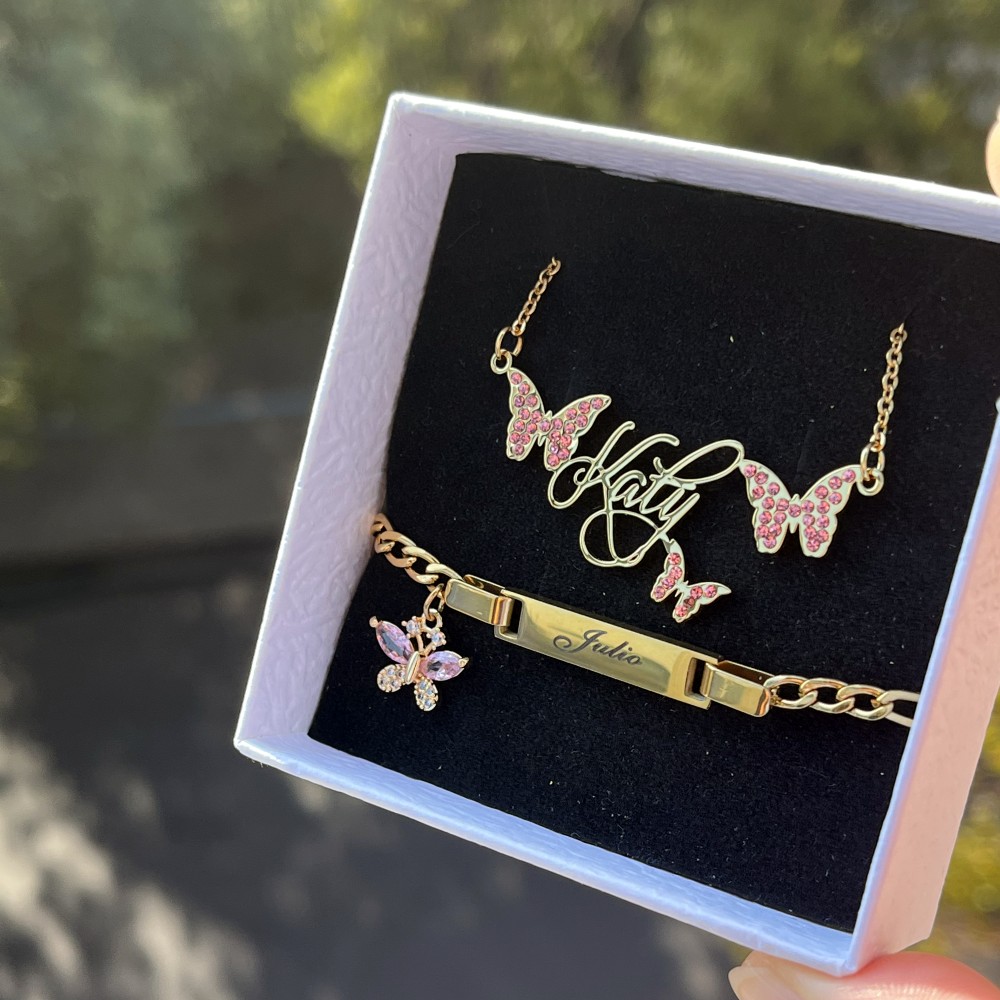 DUOYING Custom Pink Butterfly  - Women Accessories Gift Set ulasan dan harga