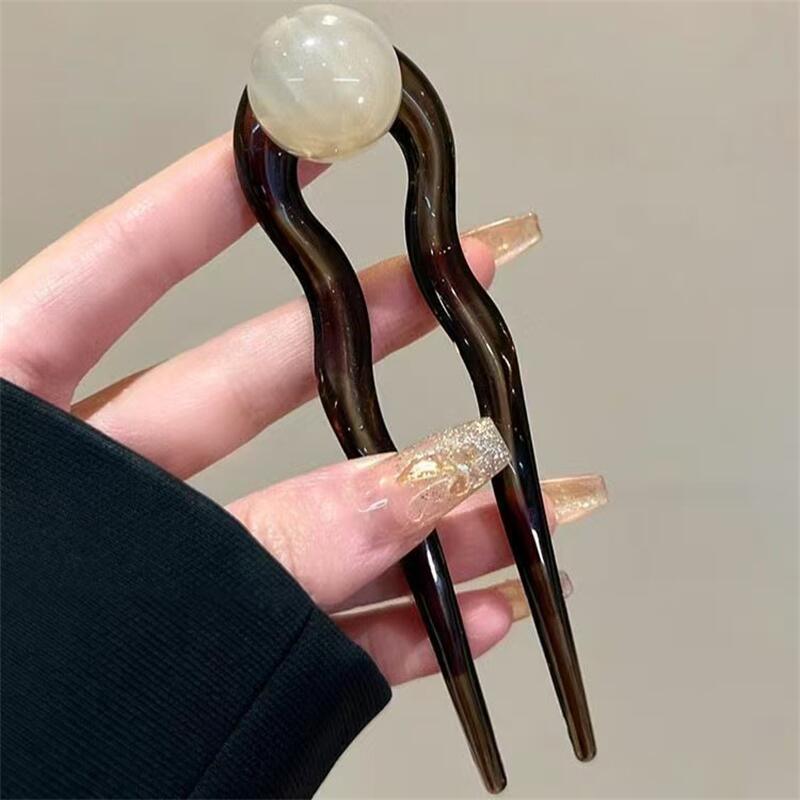 Fashion Colored Pearl U-Shaped - Pearl Hair Pin ulasan dan harga