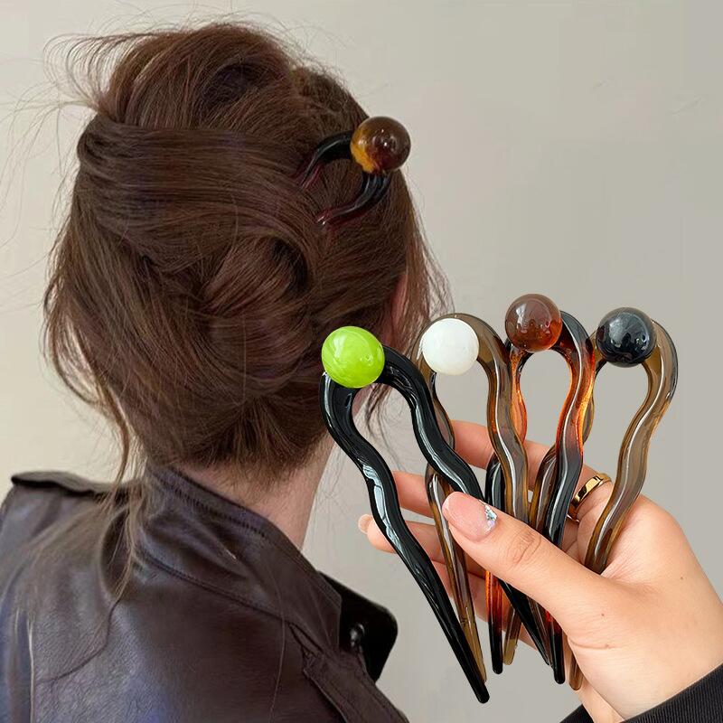 Fashion Colored Pearl U-Shaped - Pearl Hair Pin ulasan dan harga