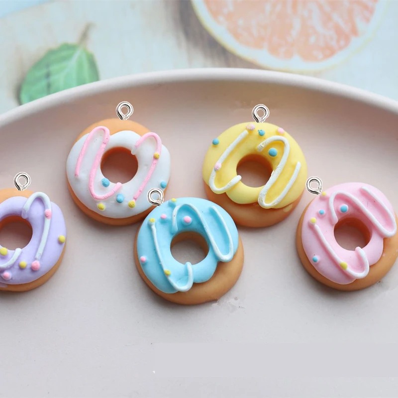 10Pcs Kawaii Color Donut Resin - Resin Bangle Bracelet ulasan dan harga