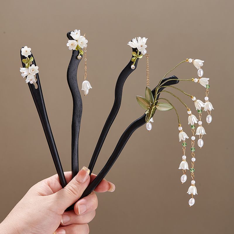 Wooden Flower Hairpin Vintage  - Pearl Hair Pin ulasan dan harga