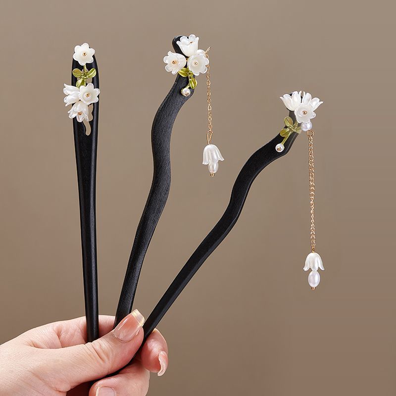 Wooden Flower Hairpin Vintage  - Pearl Hair Pin ulasan dan harga