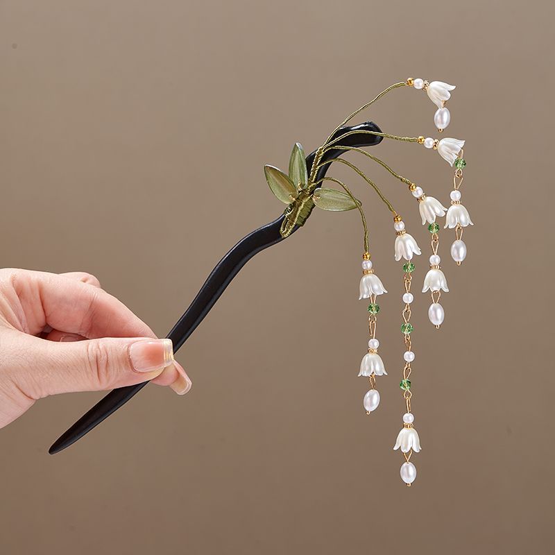 Wooden Flower Hairpin Vintage  - Pearl Hair Pin ulasan dan harga