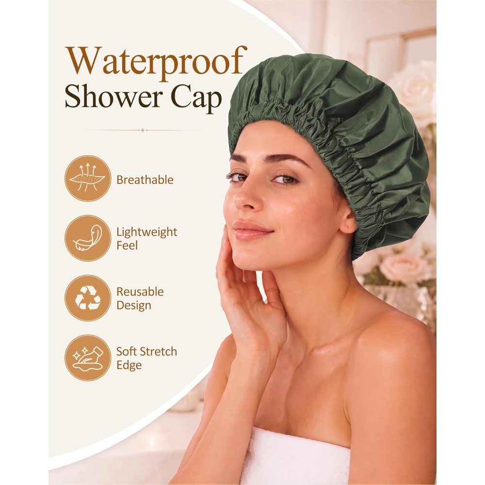 Reusable Waterproof Shower Cap - Women Accessories Images ulasan dan harga