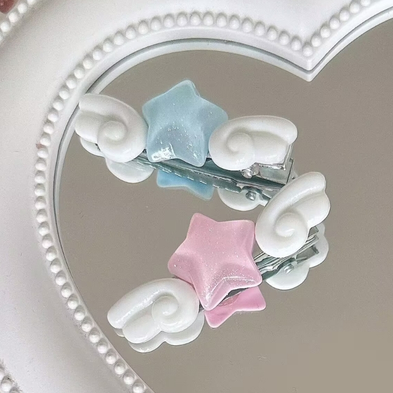 New Jelly Pink Star Wings Hair - Women Accessories Pk ulasan dan harga