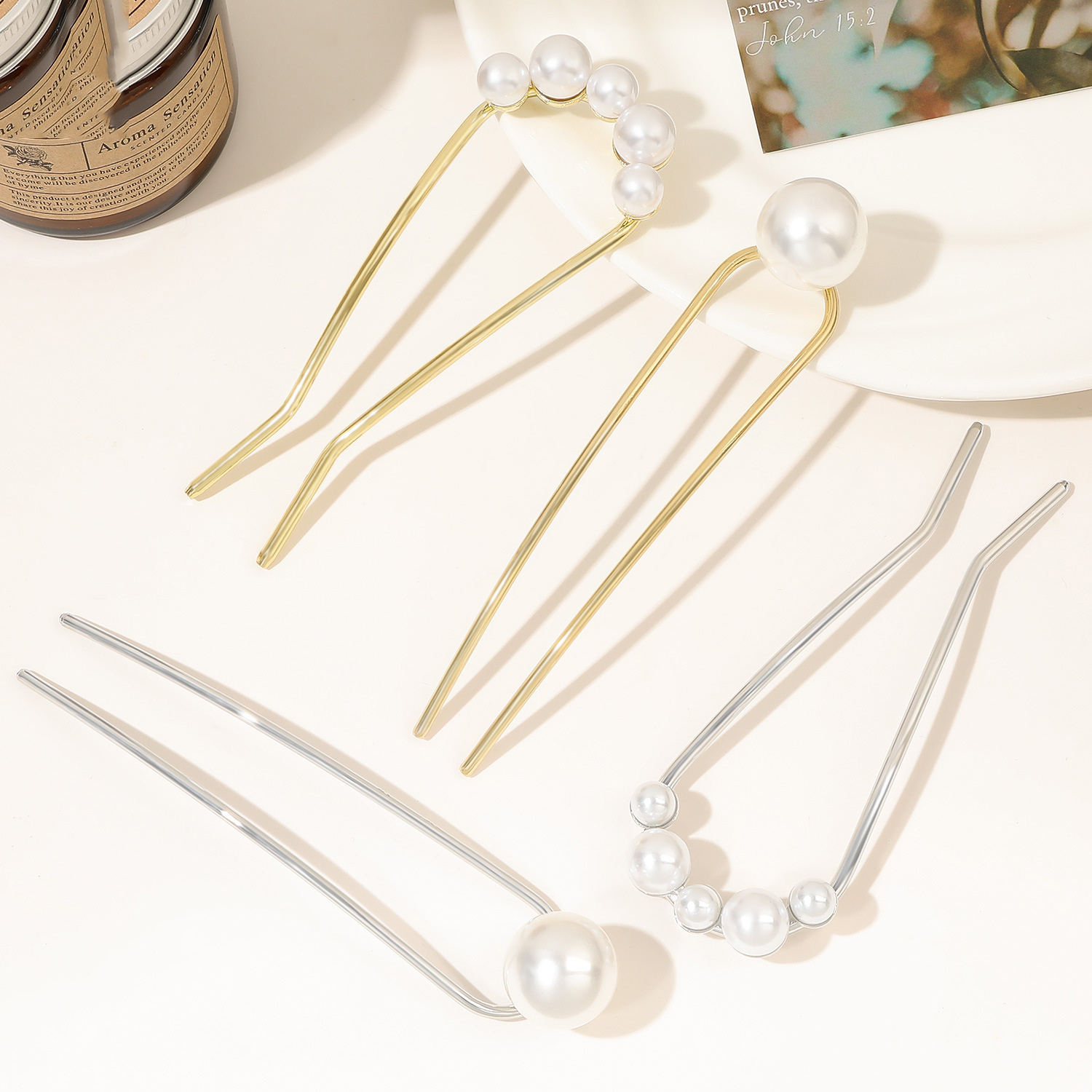 New Metal Vintage U Shape Hair - Pearl Hair Pin ulasan dan harga