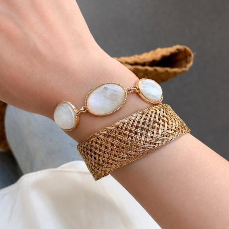 Bohemian Woven Resin Oval Brac - Resin Bangle Bracelet ulasan dan harga