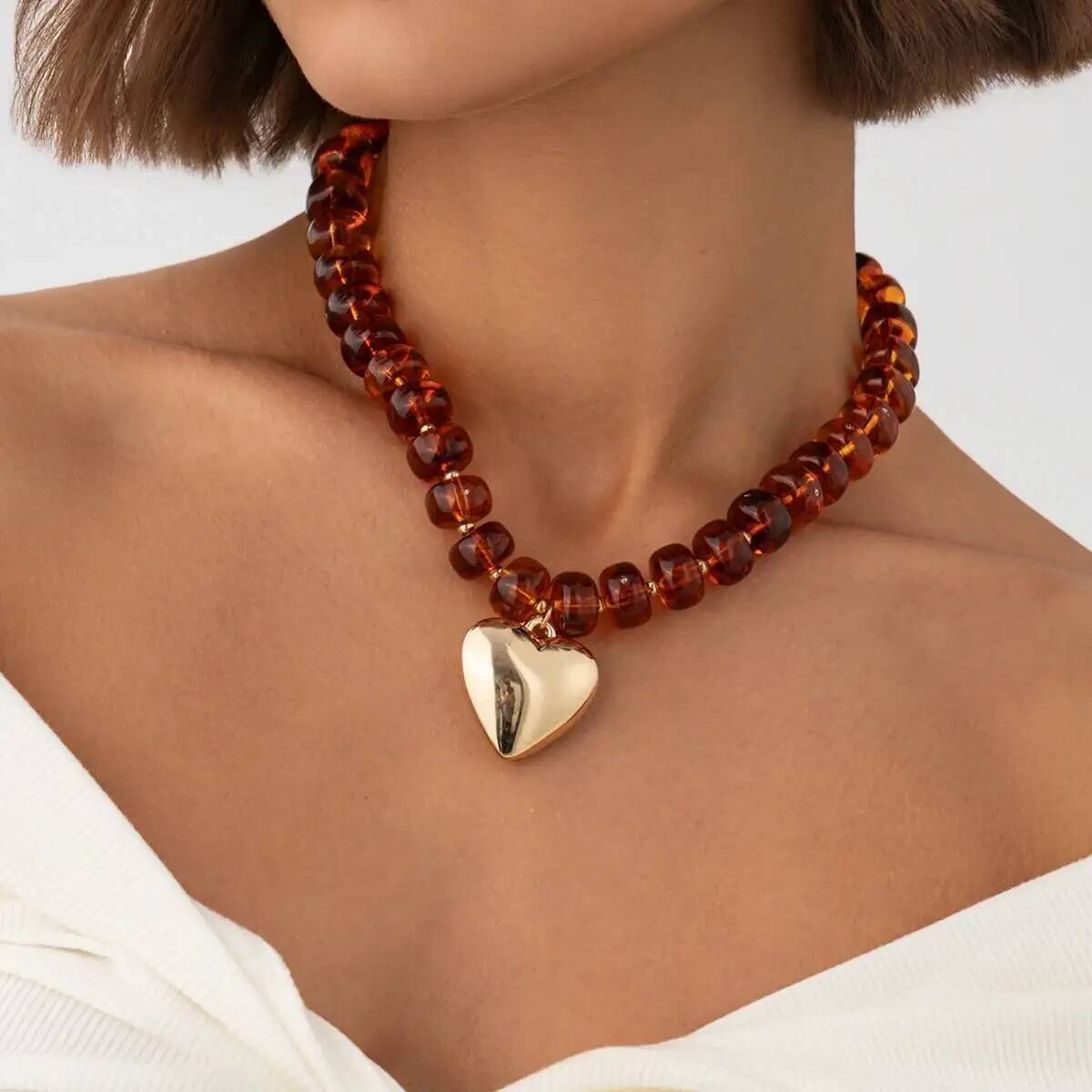 SHIXIN Trendy Amber Acrylic Re - Resin Bangle Bracelet ulasan dan harga