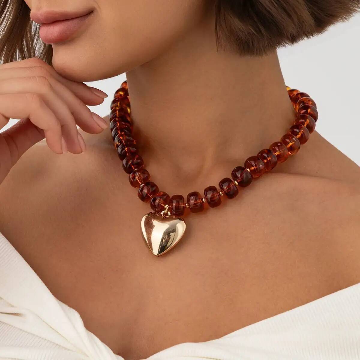 SHIXIN Trendy Amber Acrylic Re - Resin Bangle Bracelet ulasan dan harga