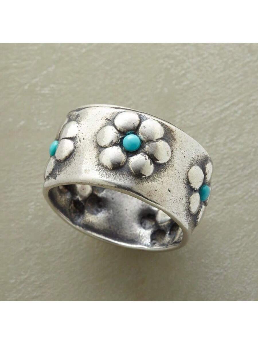 Vibrant Silvery Flower Turquoi - Women'S Accessories Gift Ideas ulasan dan harga