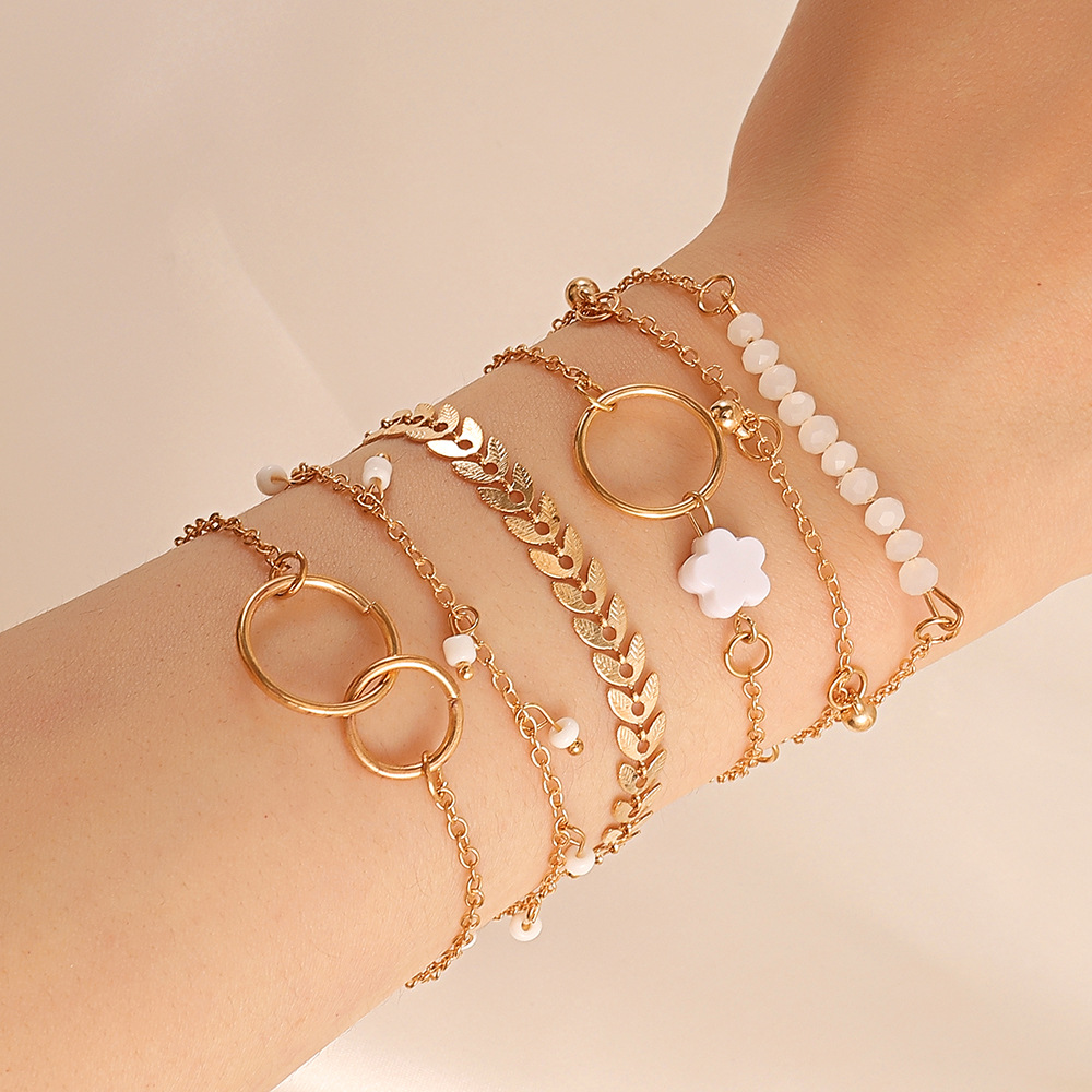 6 Piece Set Gold color Geometr - Resin Bangle Bracelet ulasan dan harga