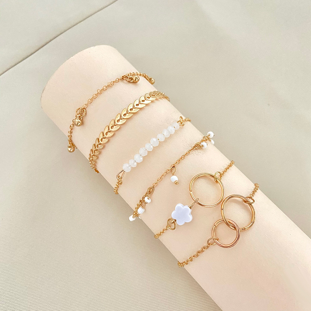 6 Piece Set Gold color Geometr - Resin Bangle Bracelet ulasan dan harga