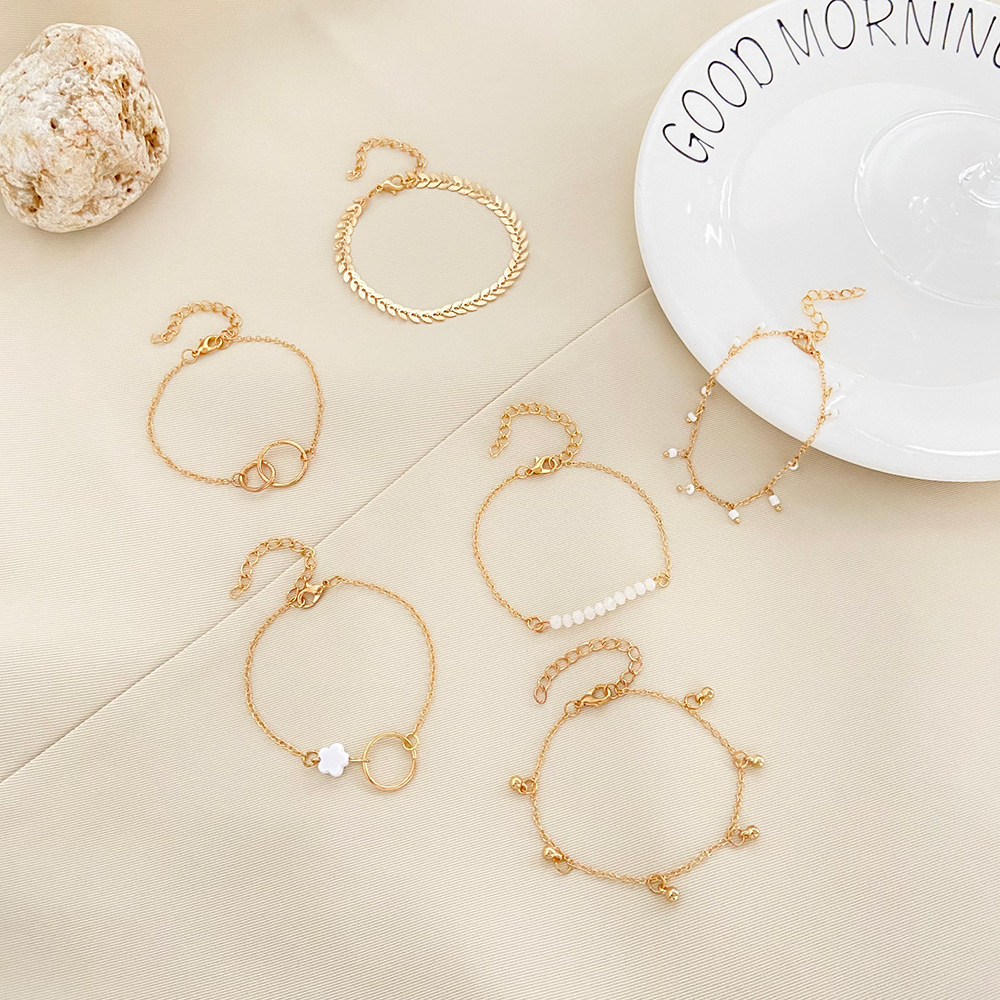 6 Piece Set Gold color Geometr - Resin Bangle Bracelet ulasan dan harga
