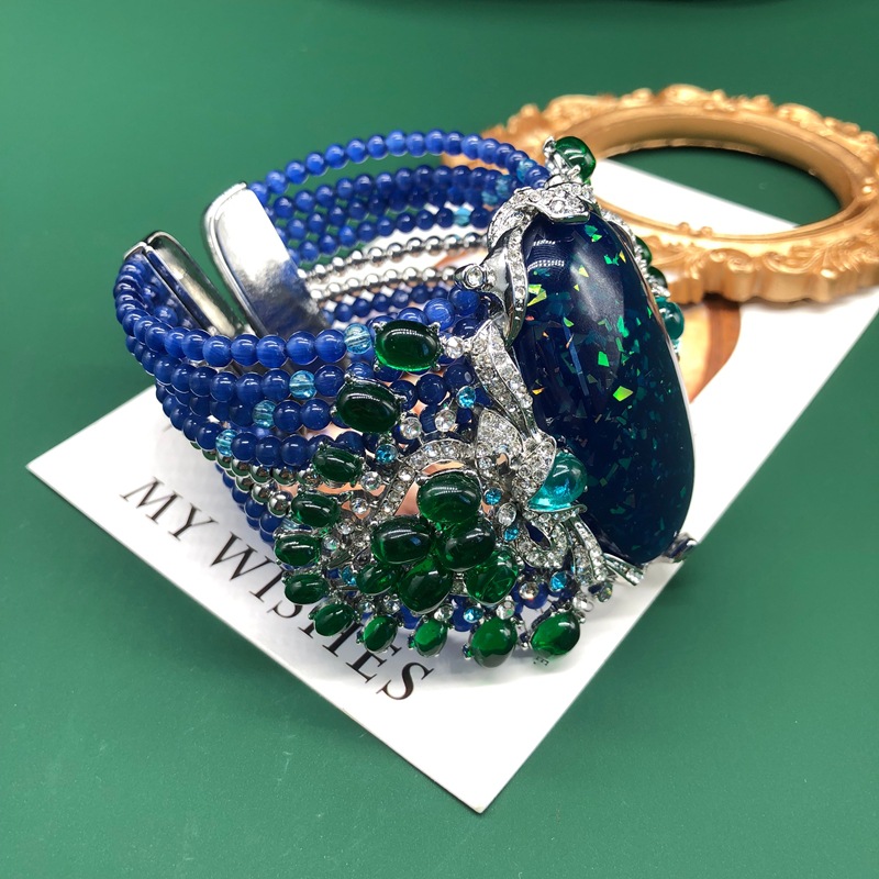 Luxury Vintage Chunky Beaded B - Resin Bangle Bracelet ulasan dan harga