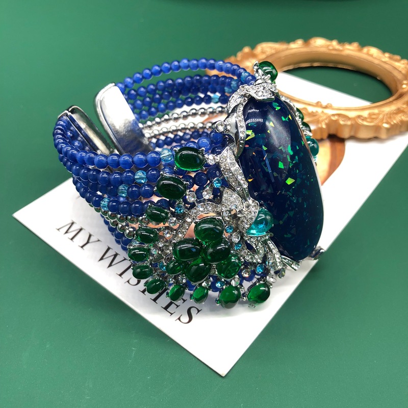 Luxury Vintage Chunky Beaded B - Resin Bangle Bracelet ulasan dan harga