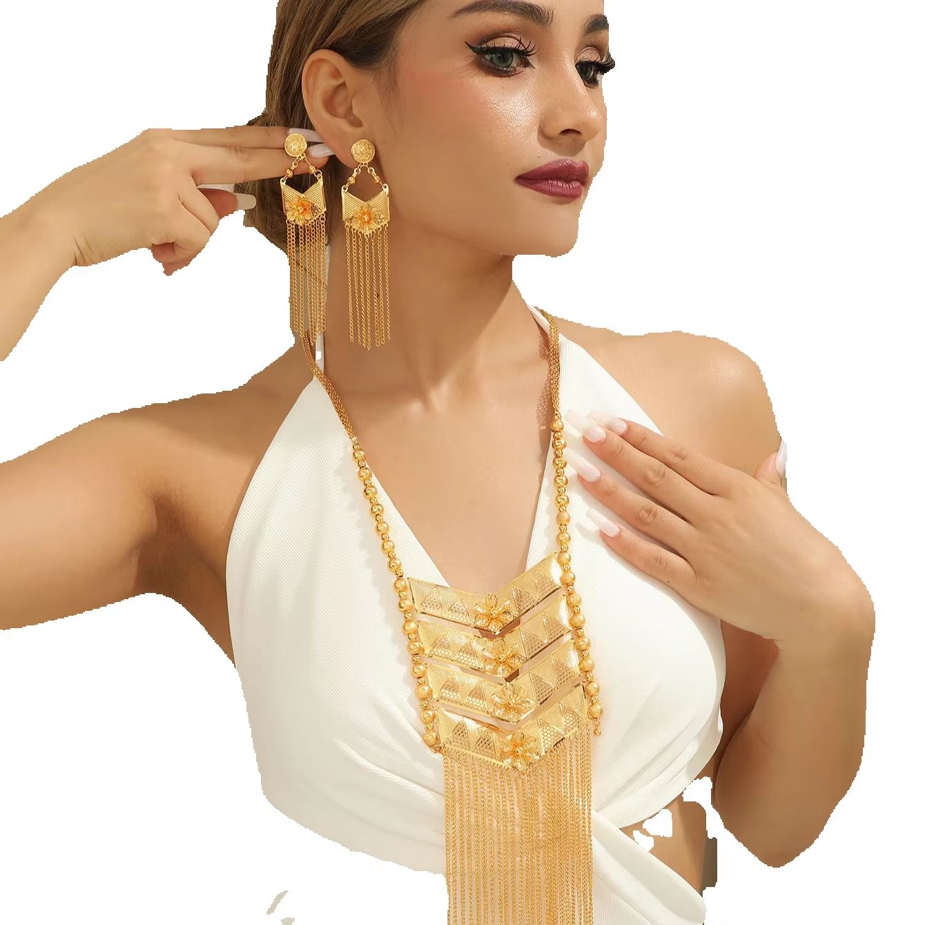 New Dubai 24K Gold Plated Allo - Women Accessories Gift Set ulasan dan harga